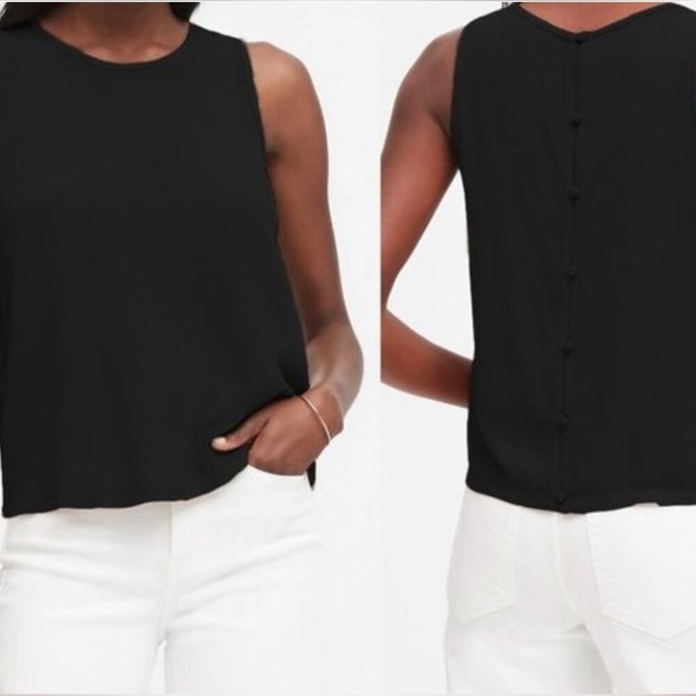 BANANA REPUBLIC BLACK Sleeveless Button Back Tank Top Blouse Women’s